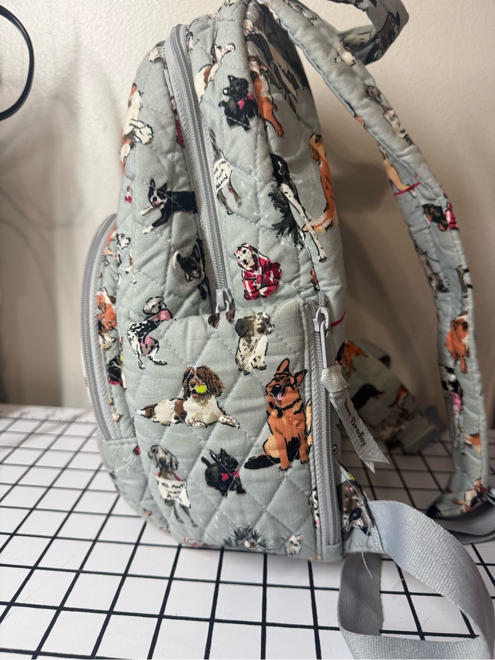 Vera Bradley Quilted Dog Print Mini Backpack in Light Gray - Picture 4 of 6